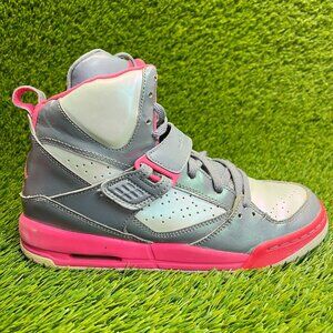 Nike Air Jordan Flight 45 Hi Girls Size 6.5Y Gray Pink Basketball Shoes Sneakers